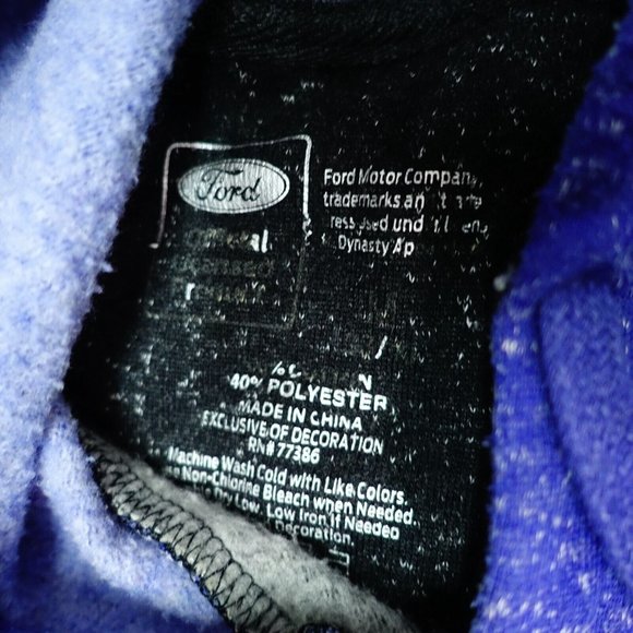 Ford Sweatshirt Hoodie Men Size Medium Mustang Logo Blue Black Drawstring - Picture 3 of 5